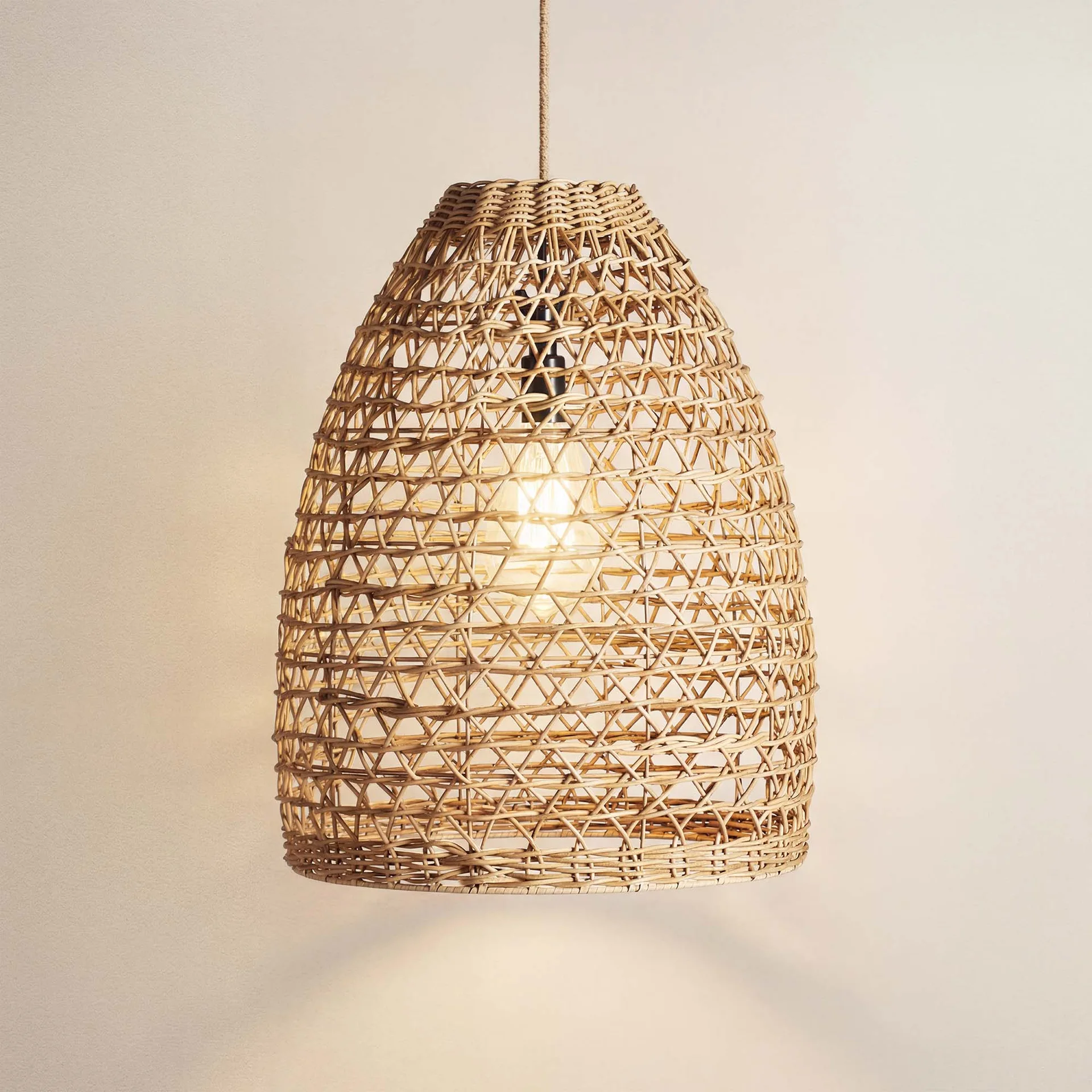 Mazed Lace Natural Rattan Woven Pendant Light