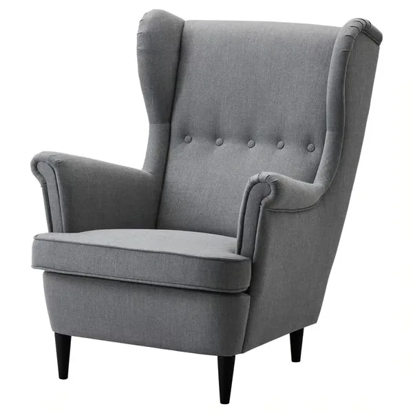 Gray Fabric Wingback Armchair