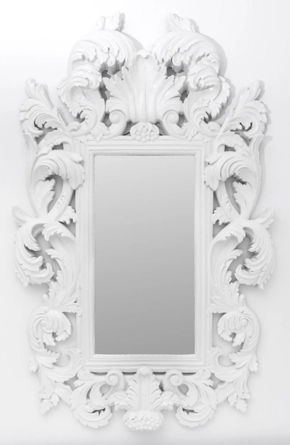 White Lacquered Ornate Wall Mirror