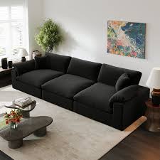 Modern Black Velvet Sectional Sofa
