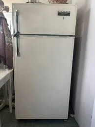 Vintage Cream Metal Refrigerator