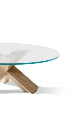 La Rotonda Round Wood and Glass Coffee Table