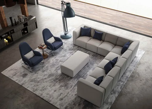 Monte Design Bruce Modern Gray Fabric Sectional Sofa