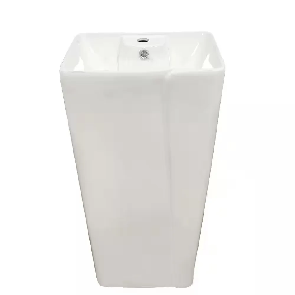 Cora Square Pedestal Sink in White