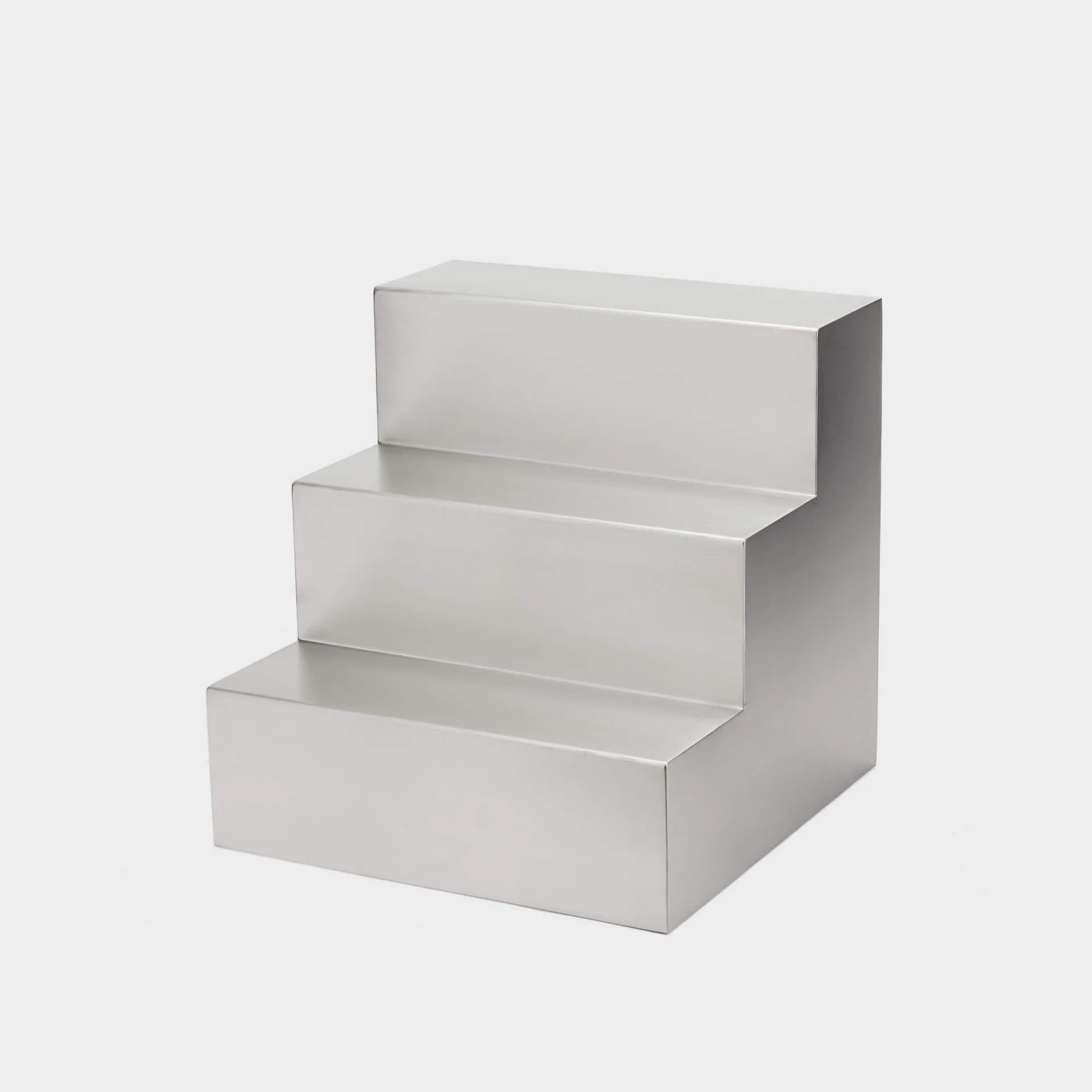 Escala Brushed Metal Sculptural Stepped Accent Table