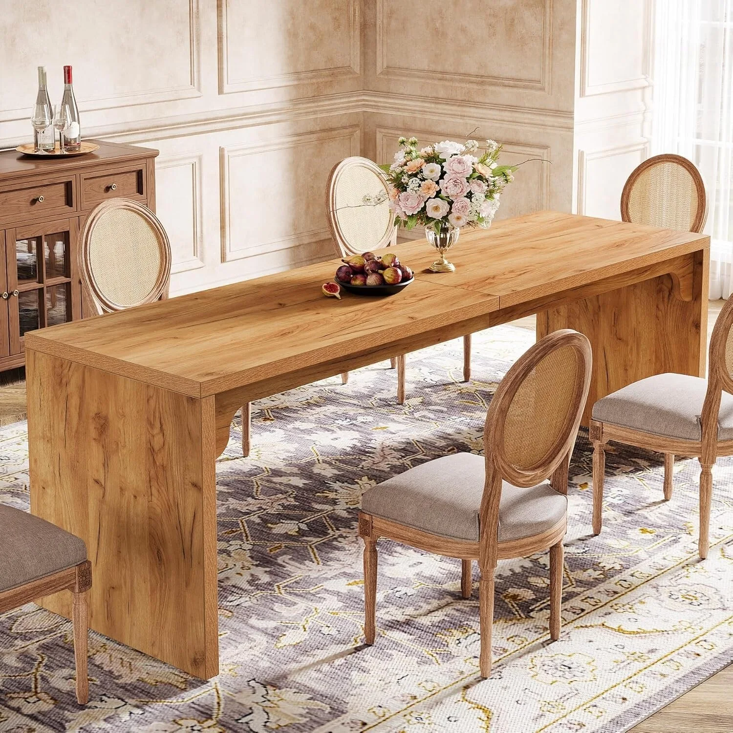 Natural Wood Rectangular Dining Table