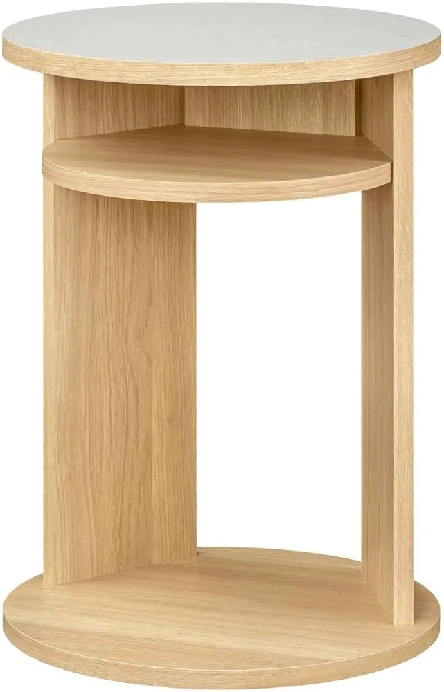 Round Natural Wood Side Table