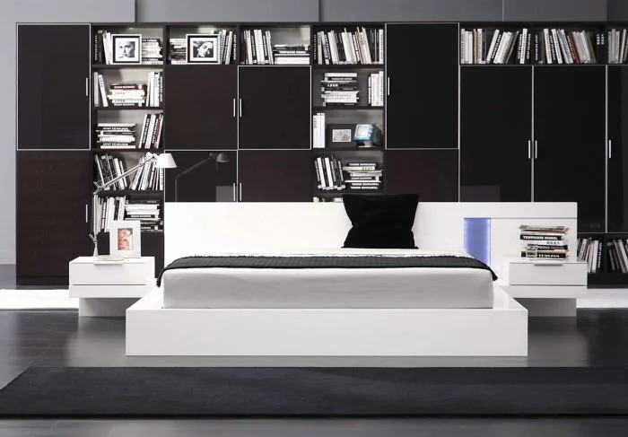 Modern White Lacquer Bed