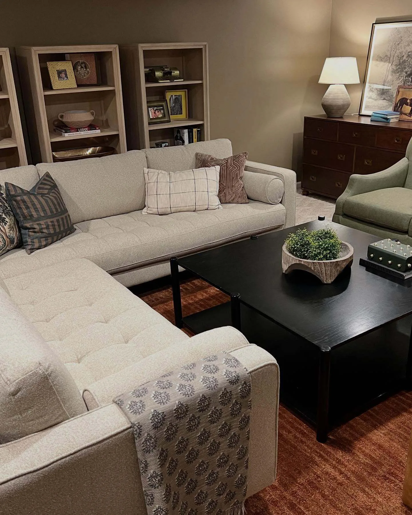 Sven Tufted Cream Sectional Sofa