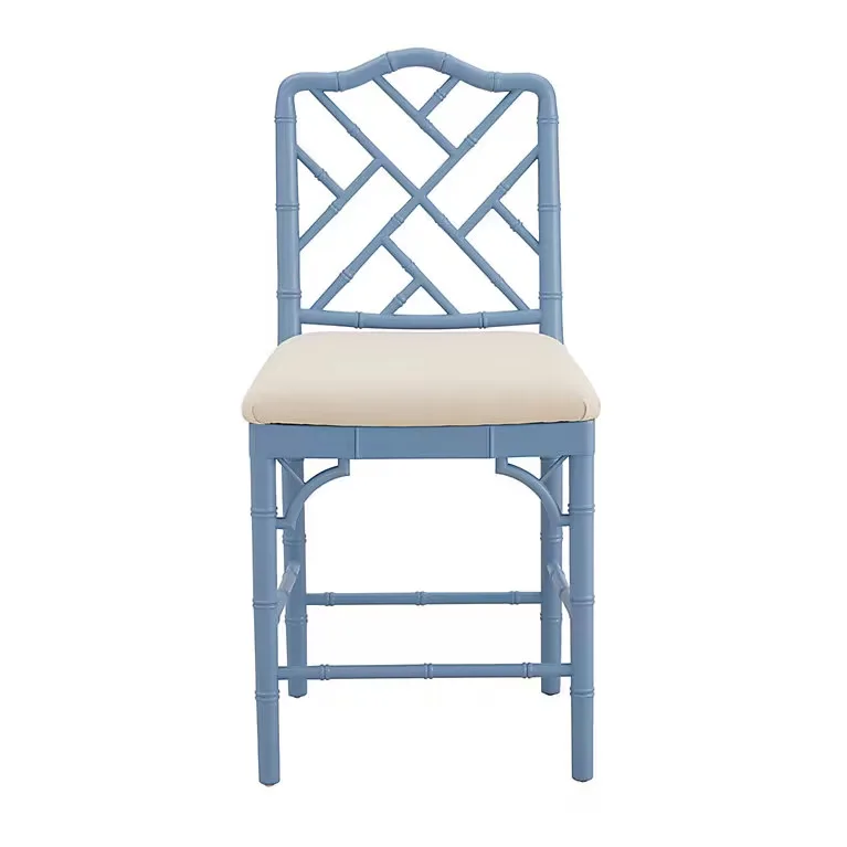 Blue Chippendale Style Dining Chair