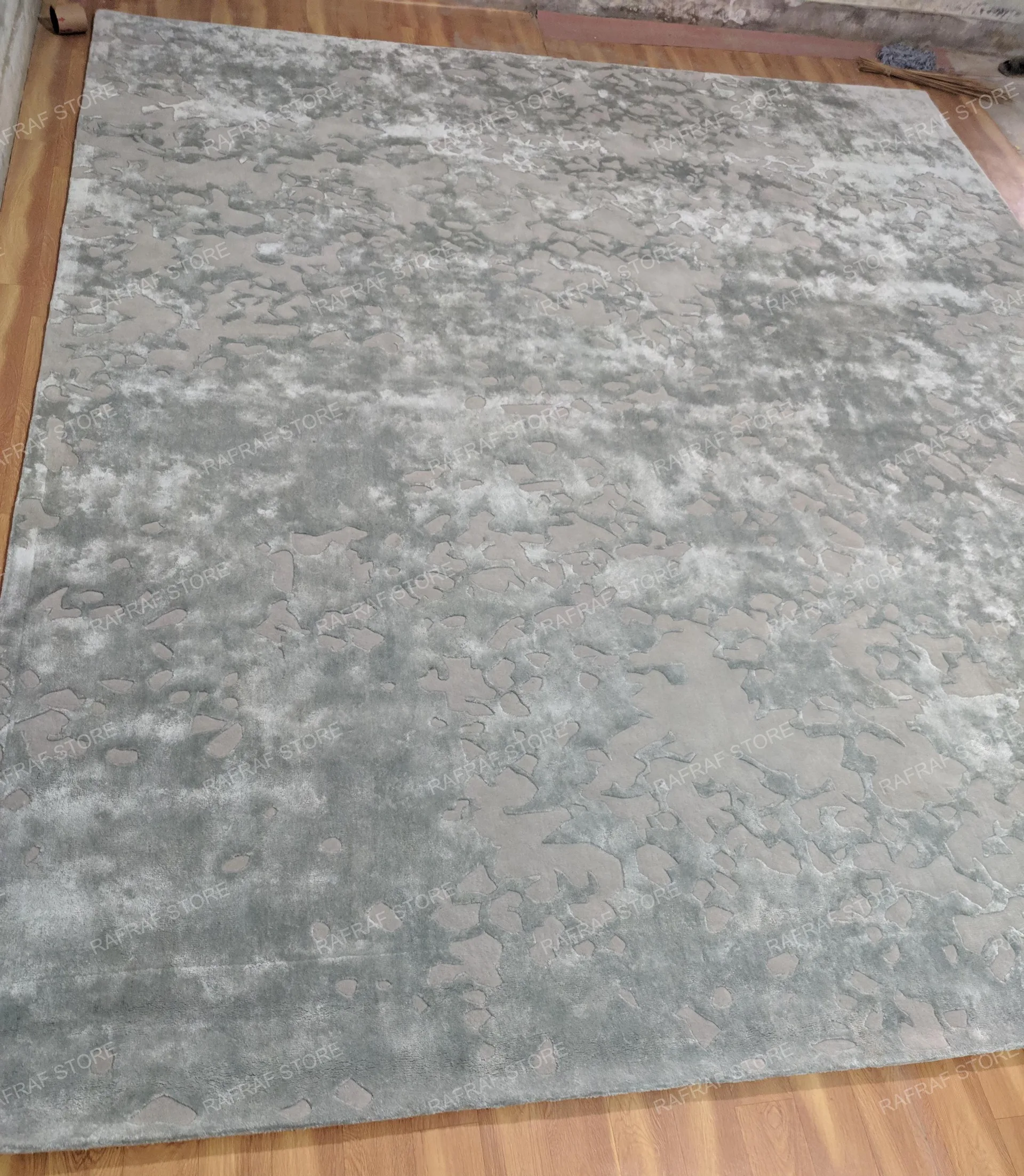 Abstract Gray Wool Area Rug