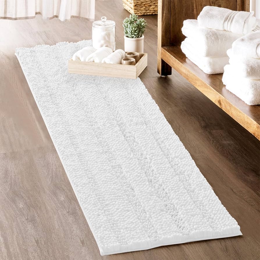 White Ribbed Runner Rug