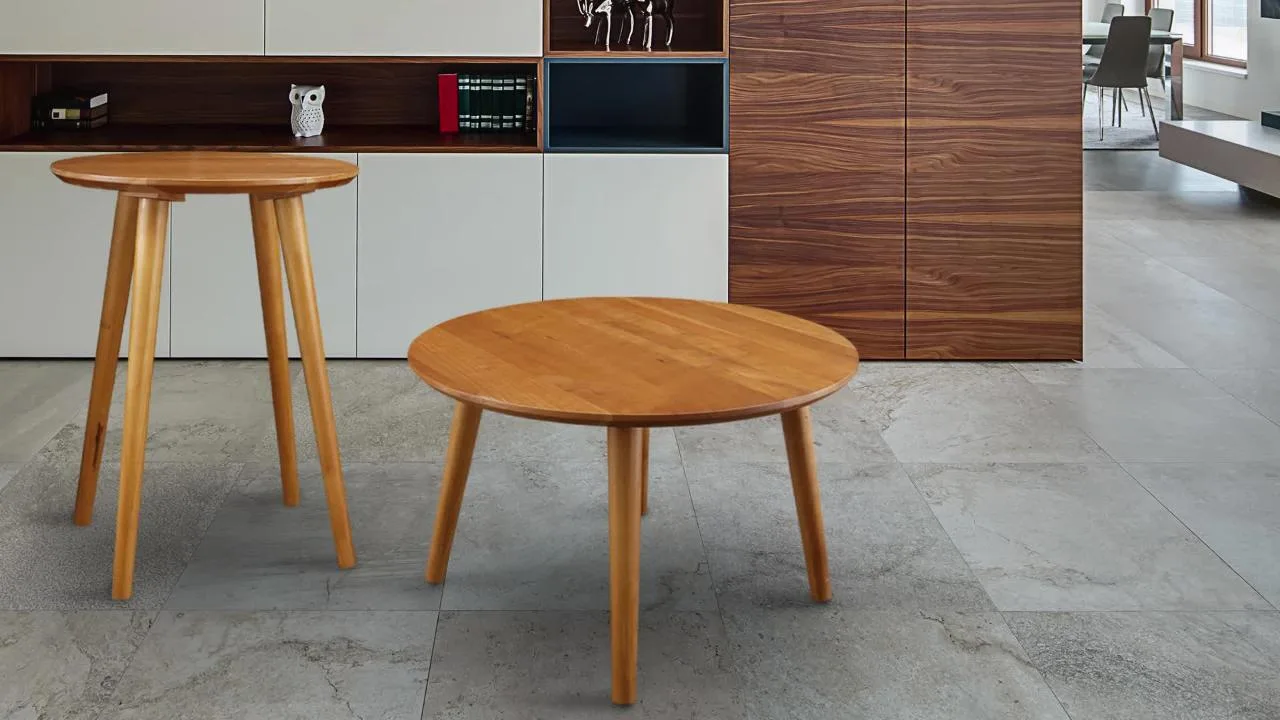 Round Natural Wood Coffee Table
