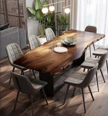 Live Edge Dining Table with Metal Base