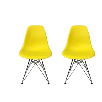 Eiffel Dining Chair with Chrome Base - Black
