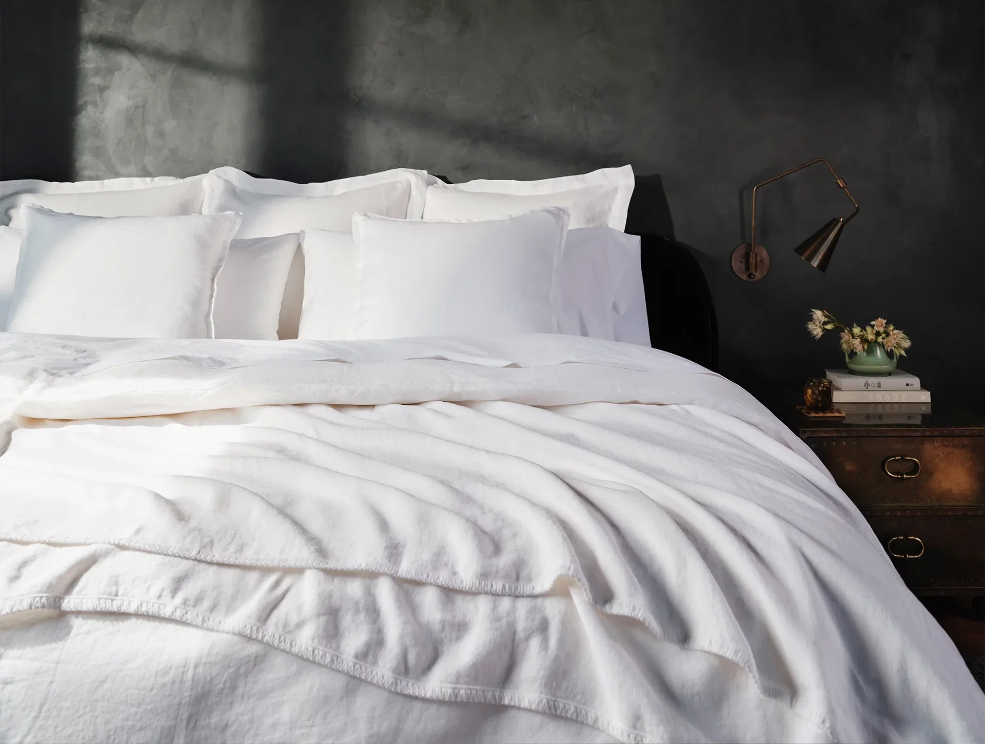 Solid White Linen Duvet Bedding Set