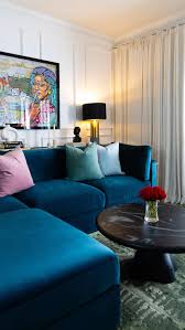 Blue Fabric Sectional Sofa