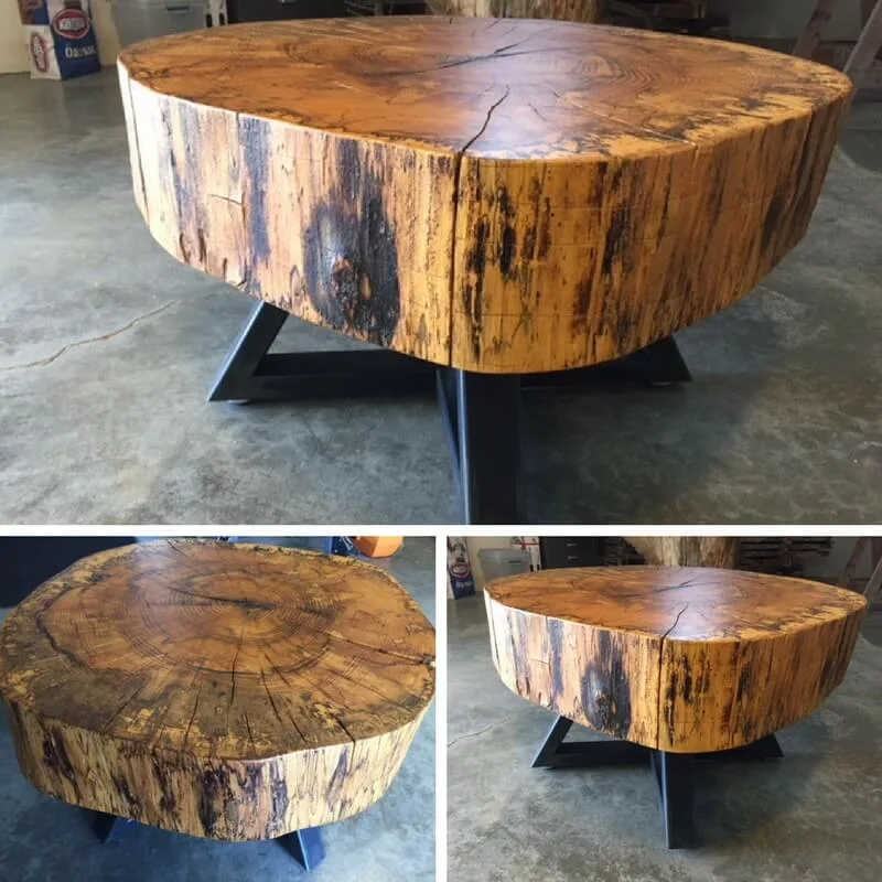 Round Live Edge Log Coffee Table