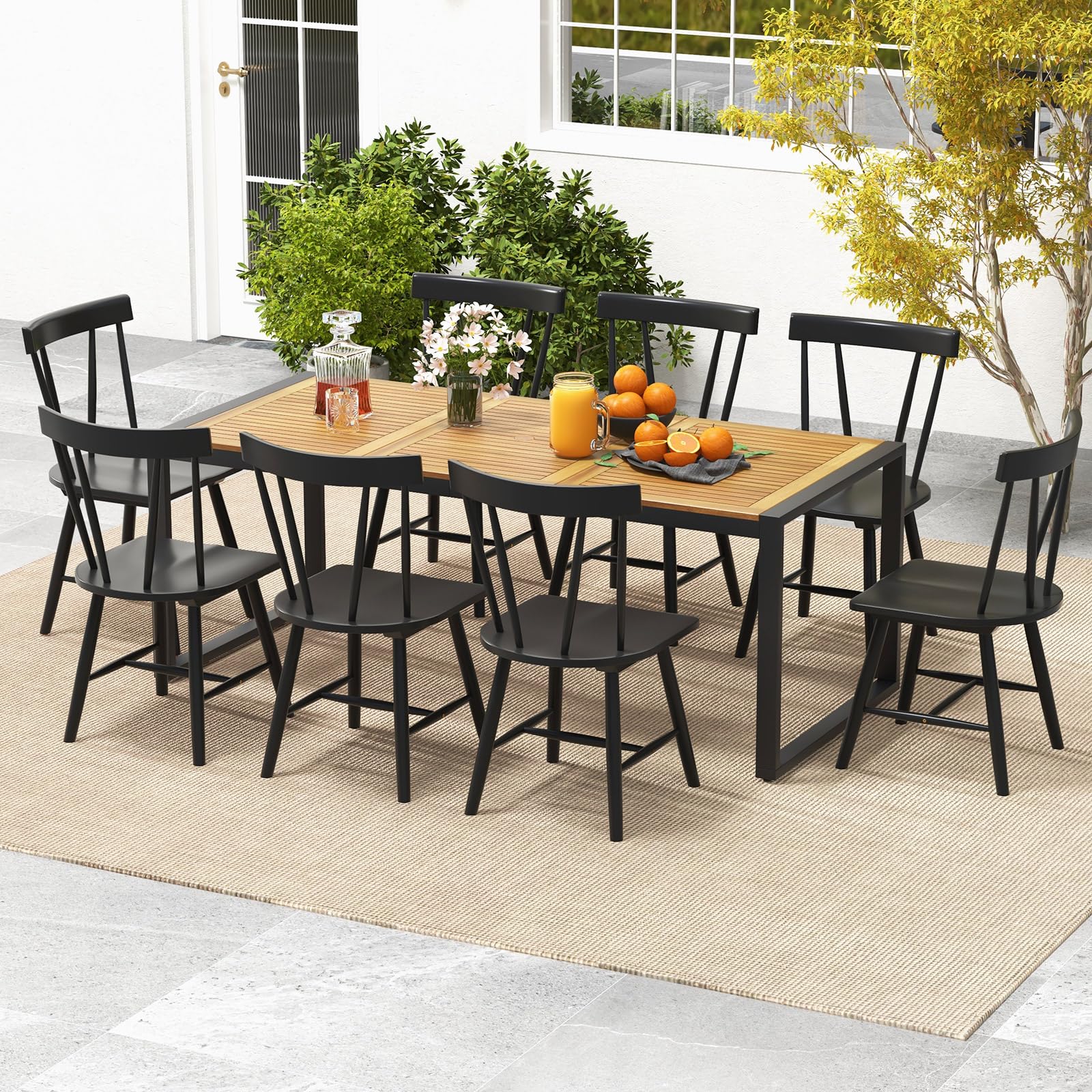 Rectangular Wood and Metal Dining Table