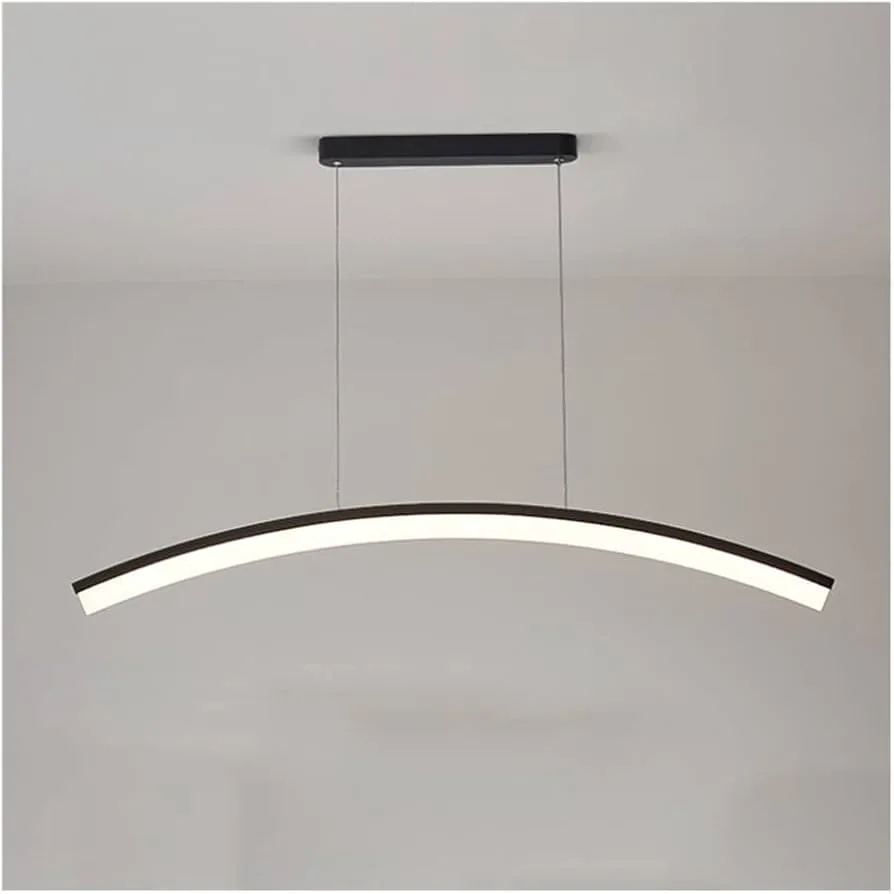 Matte Black Curved Linear Pendant Light