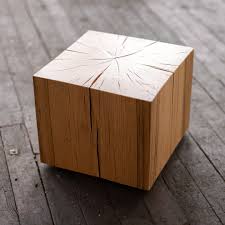 Hyo Solid Oak Wood Block Side Table