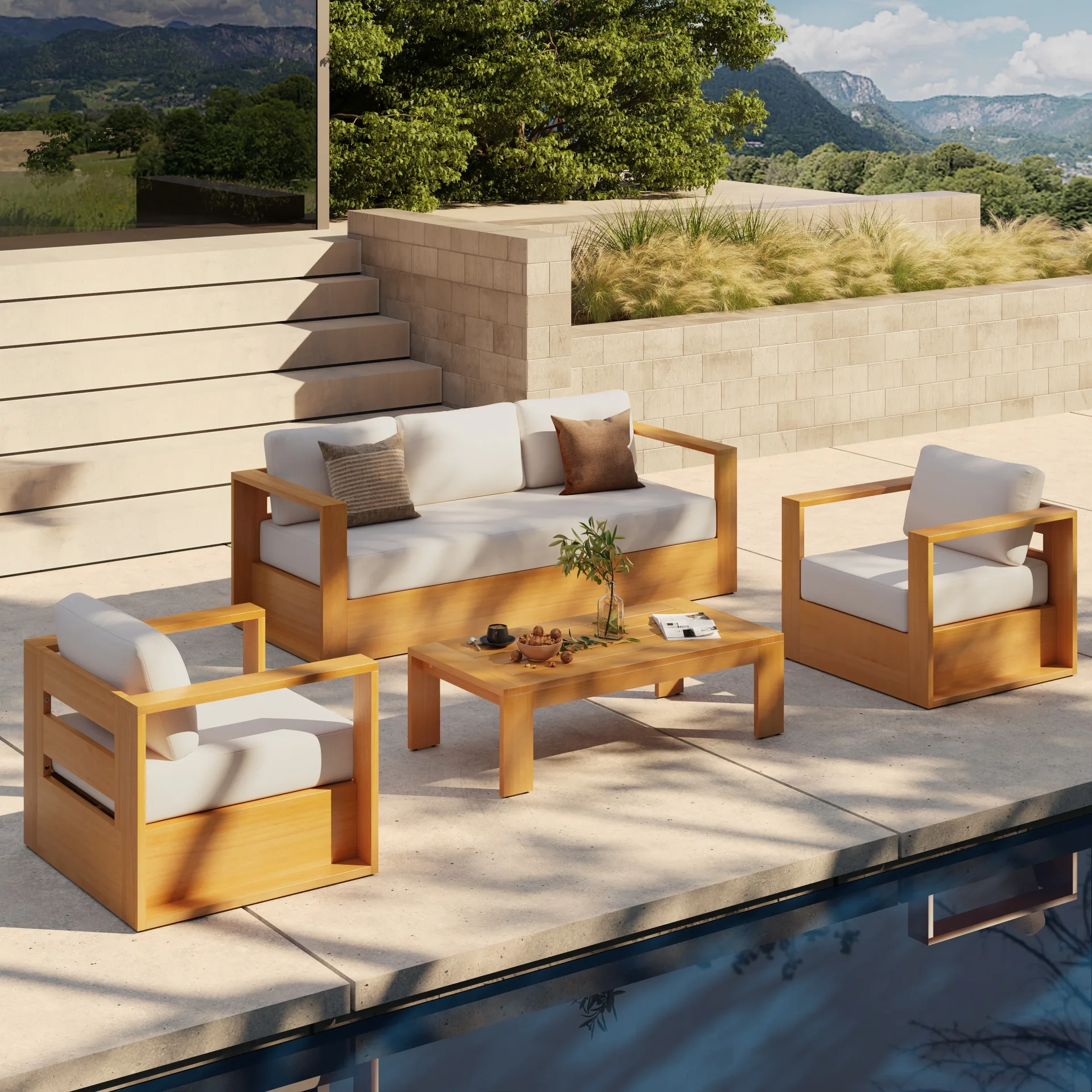 Modern Wood Outdoor Sofa
