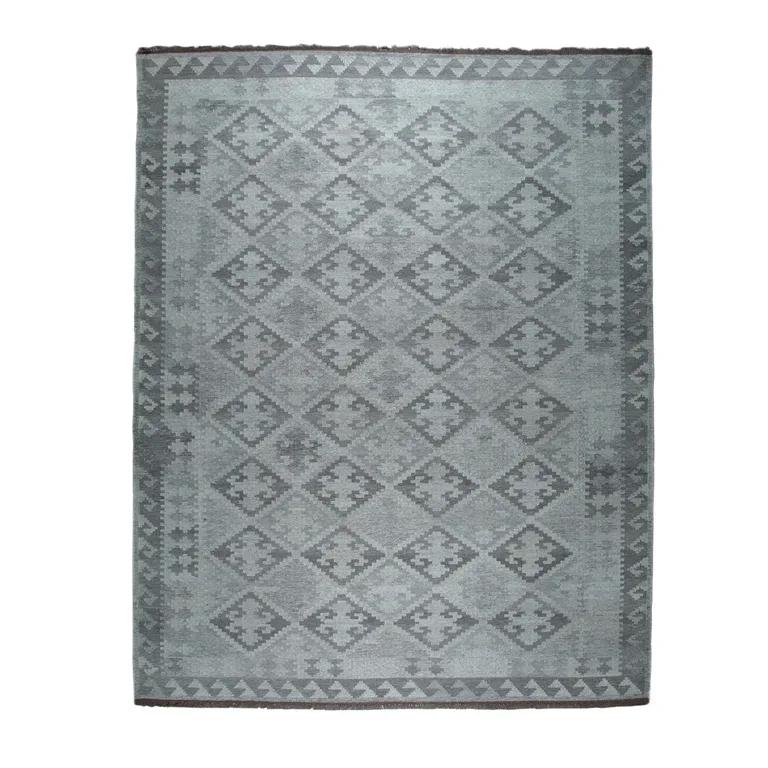 Gray Geometric Wool Area Rug