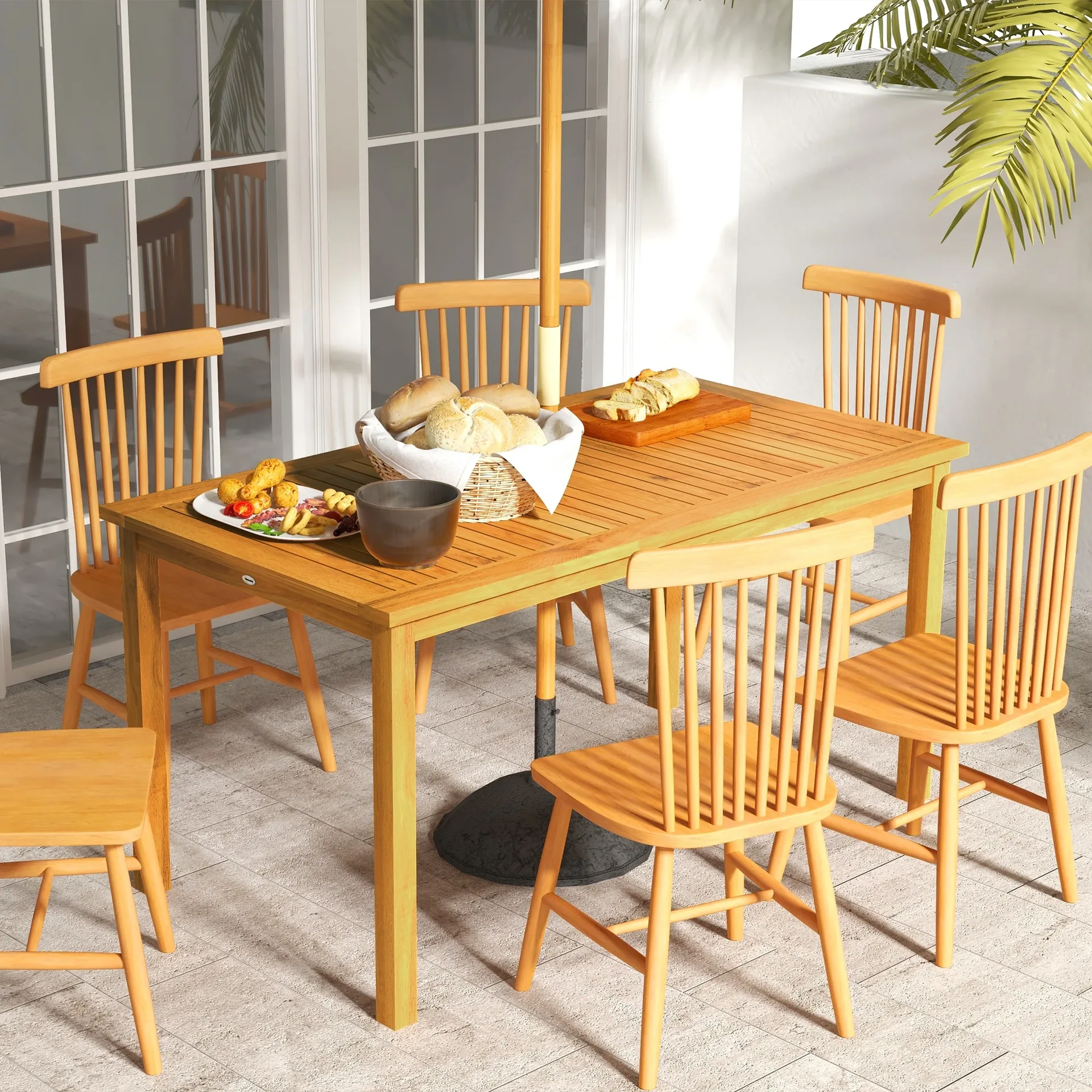 Rectangular Wood Patio Dining Table