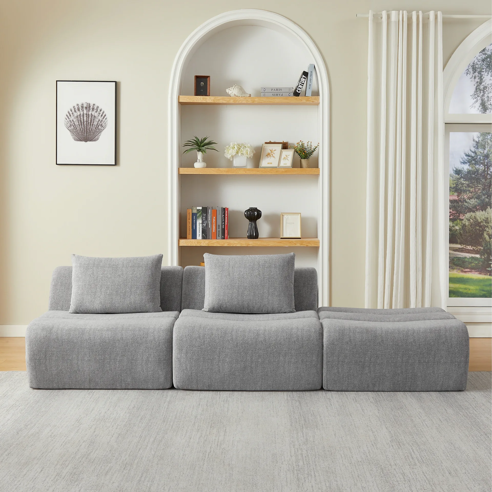 Gray Textured Modular Sectional Sofa