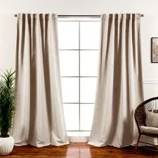 Solid Beige Curtain Panel