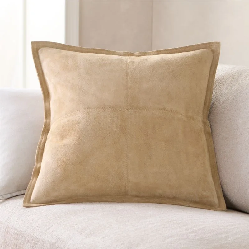 Tan Suede Square Throw Pillow