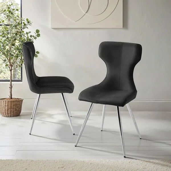 Alton Black Velvet Upholstered Dining Chair