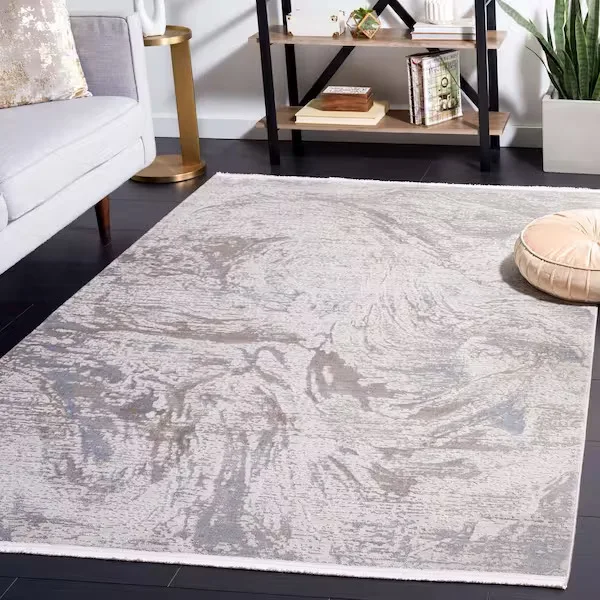 Gray and Beige Abstract Area Rug