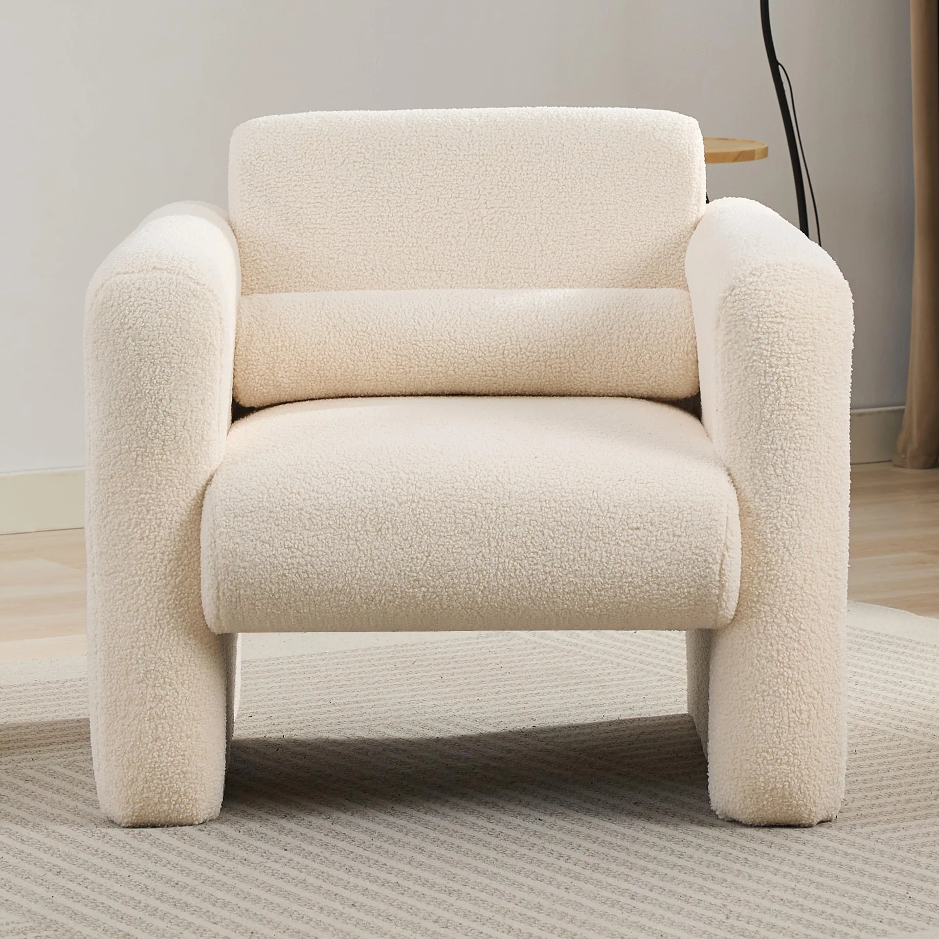 Cream Boucle Upholstered Armchair