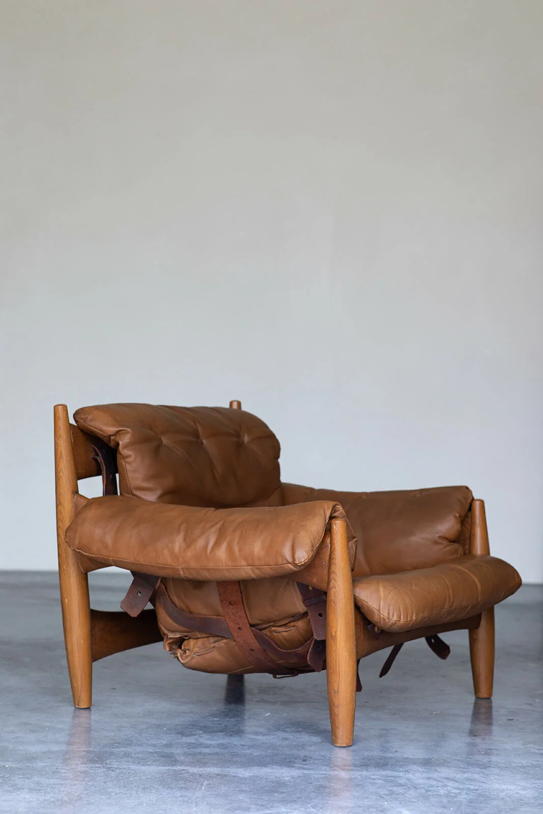 Sergio Rodrigues Sheriff Leather Sling Armchair