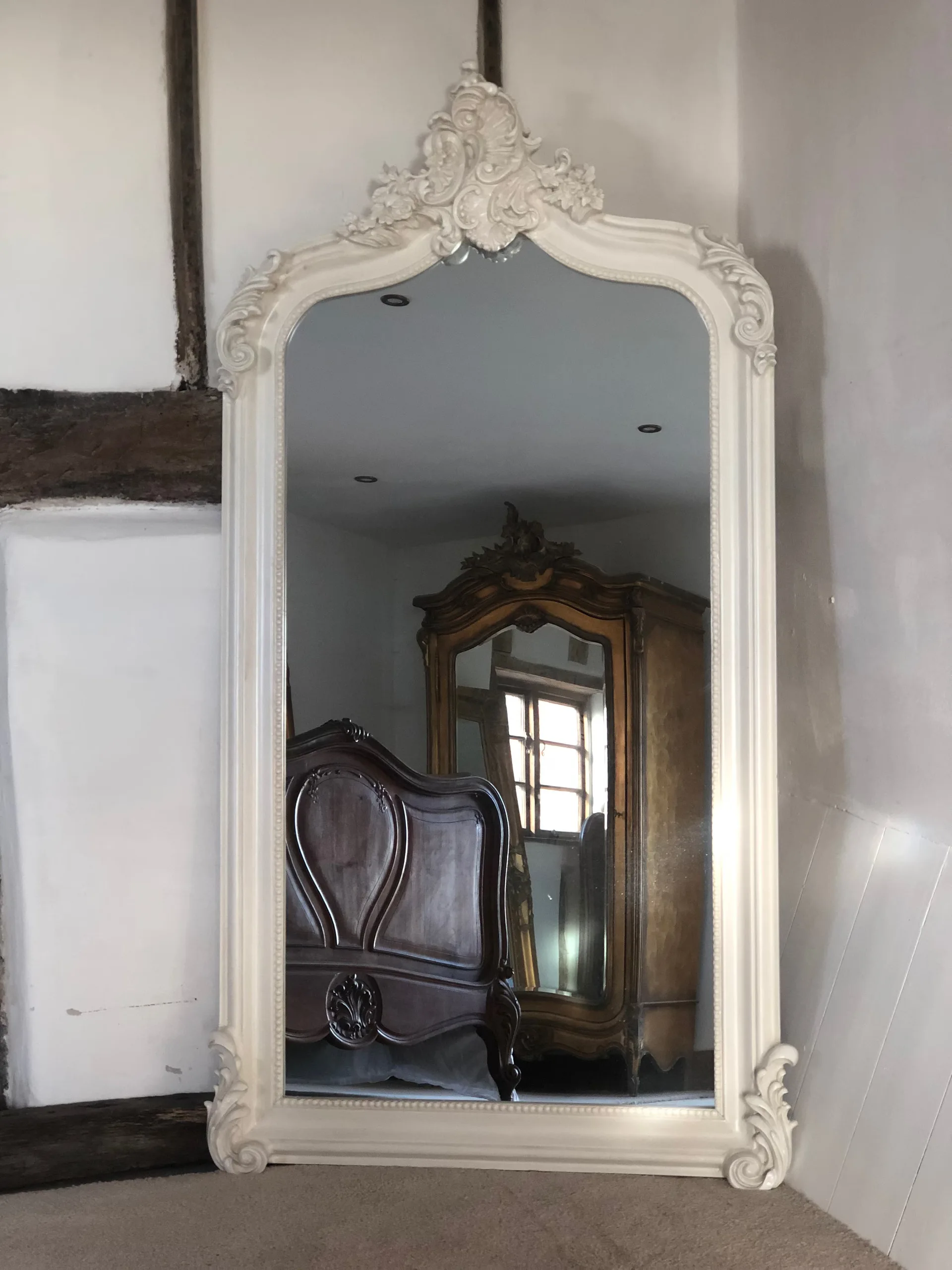 Arched Cream Ornate Wall Mirror