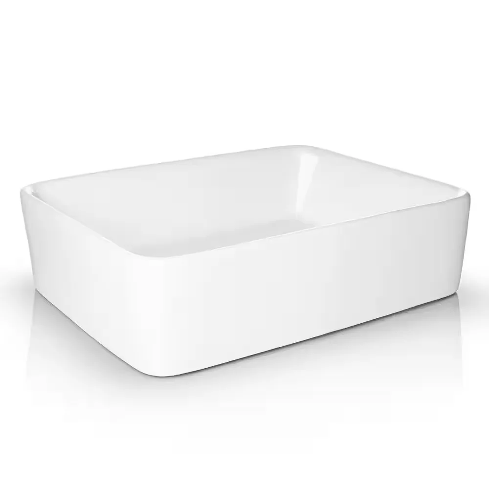 Miligore Rectangular White Ceramic Vessel Sink