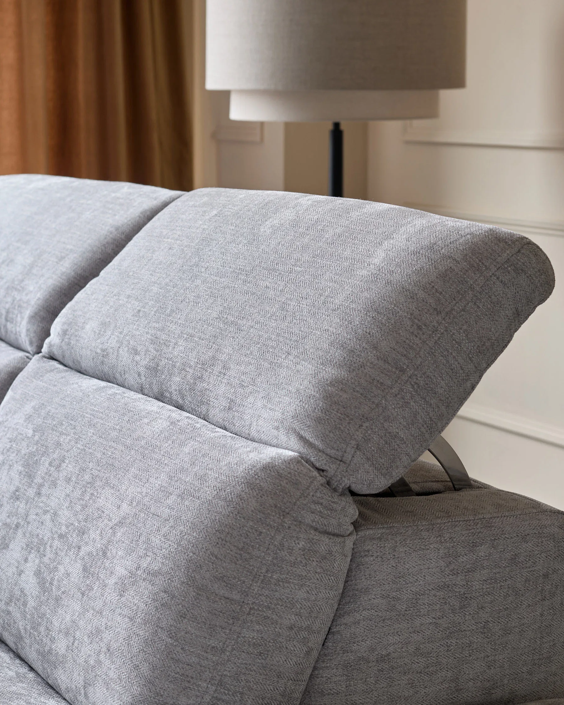 Serene Grey Fabric Recliner Right Corner Chaise Sofa