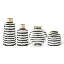 Black and White Striped Ceramic Vases