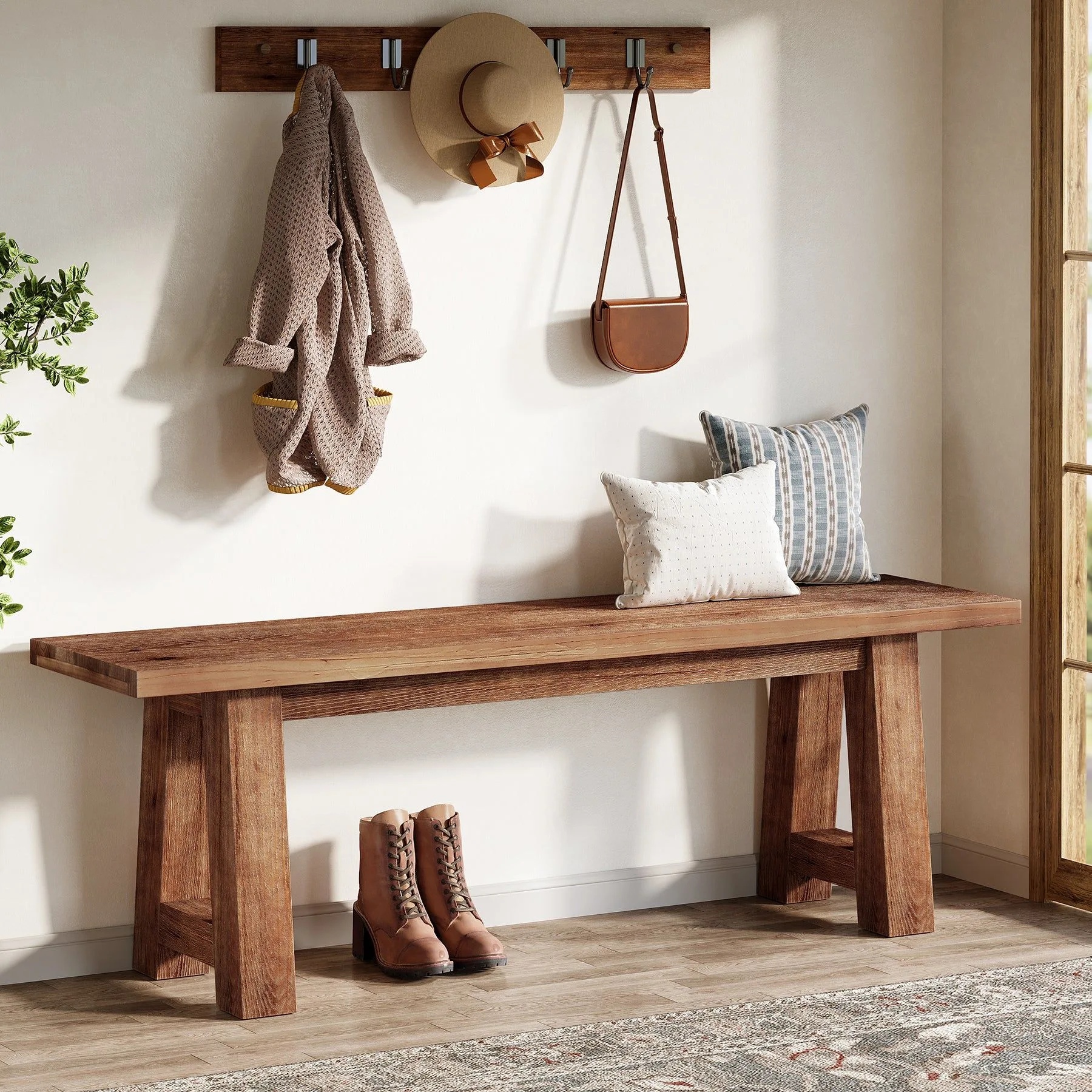 Rustic Farmhouse Wooden Bench