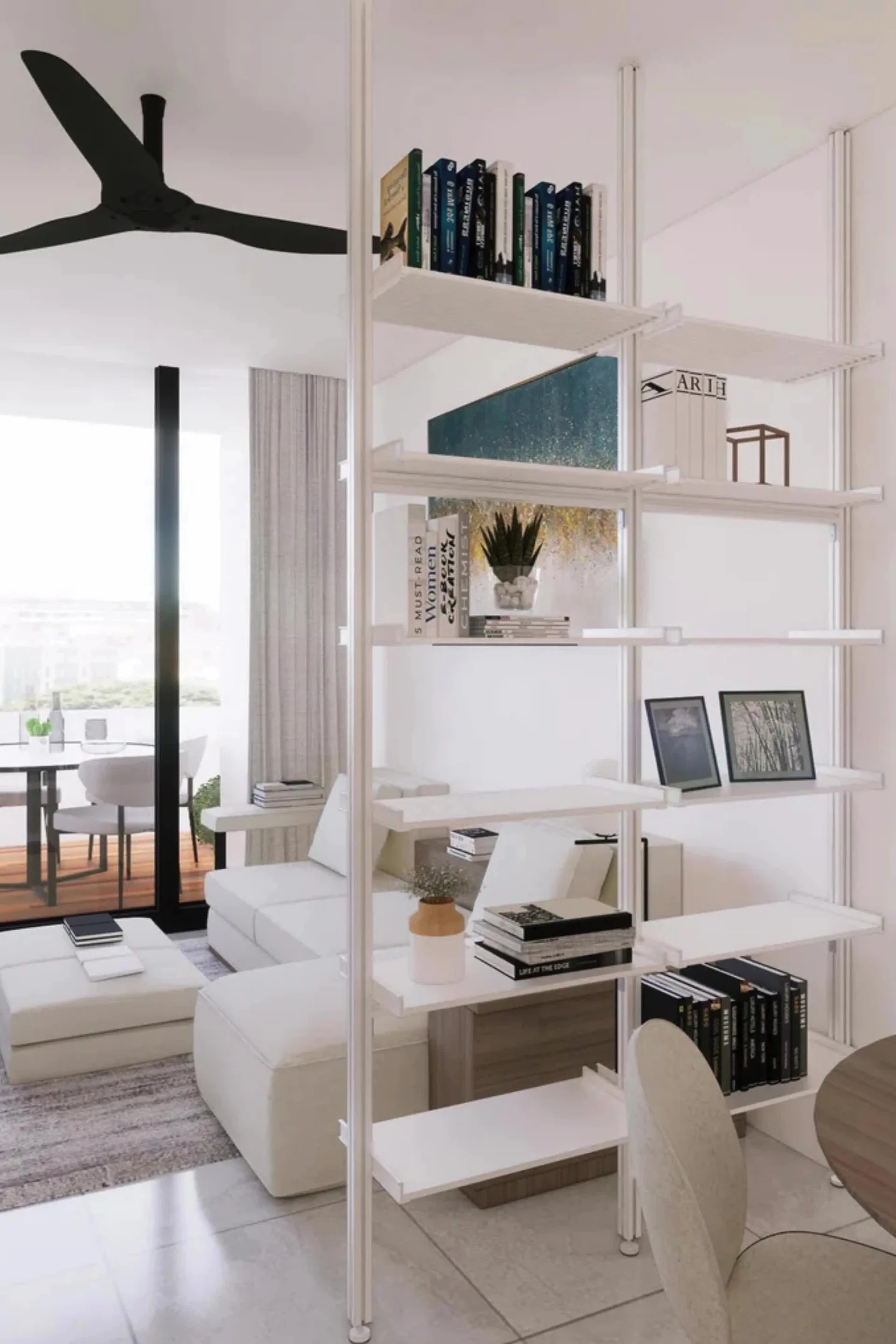 Minimalist White Metal Modular Shelving Unit