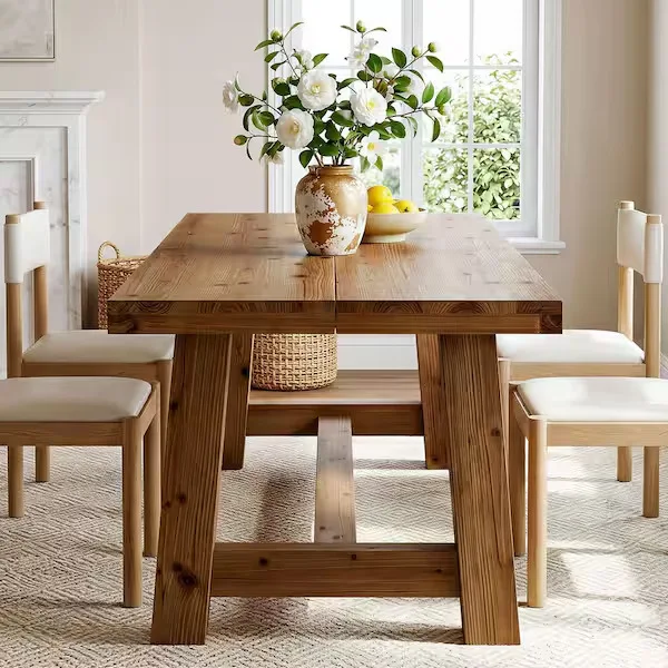 Rustic Solid Wood Rectangular Dining Table