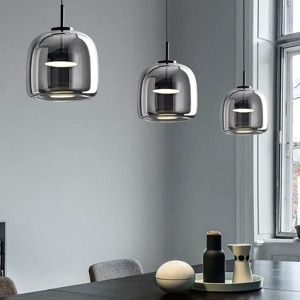 Modern Gray Glass Pendant Light