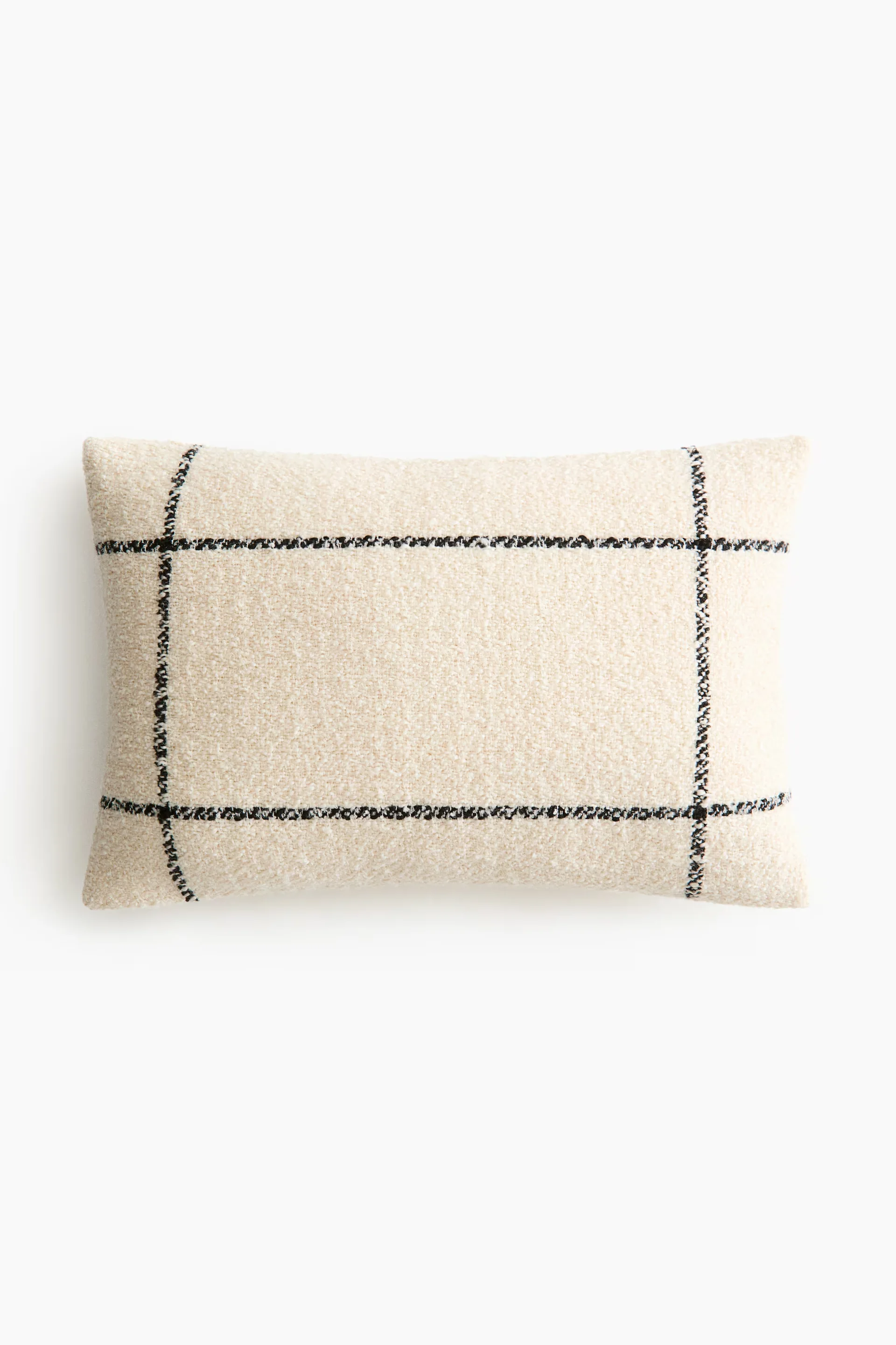 Cream/grid pattern Wool-Blend Bouclé Cushion Cover