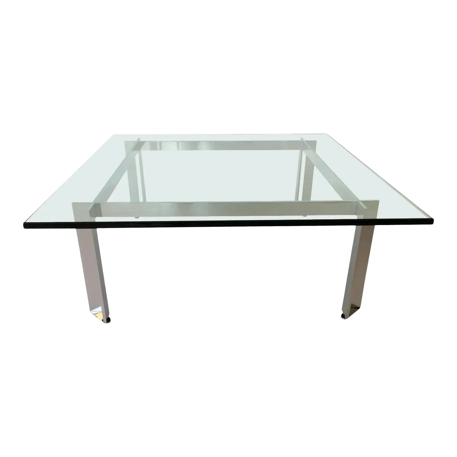 Modern Square Glass and Chrome Coffee Table