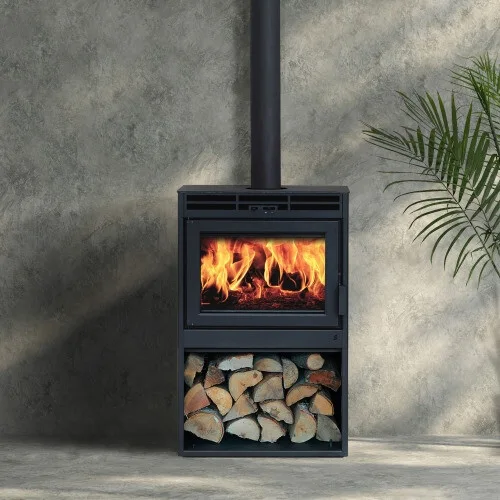 Matte Black Modern Fireplace Stove