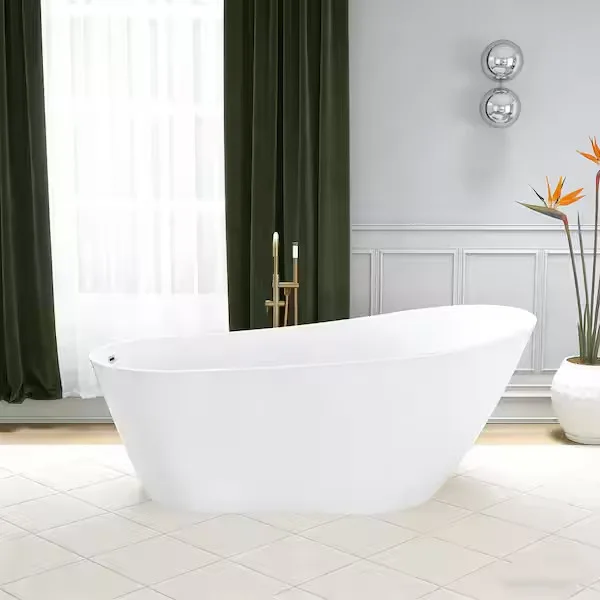 Glossy White Acrylic Freestanding Bathtub