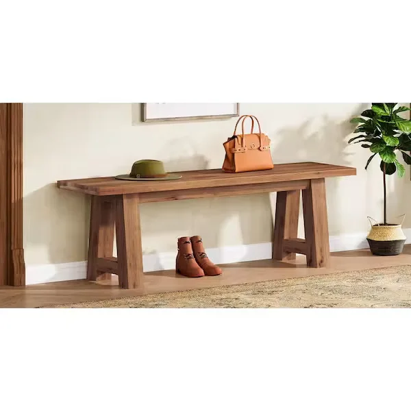 Rustic Rectangular Wooden Bench