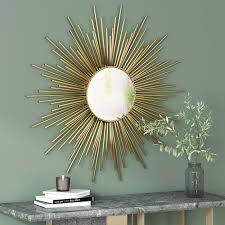 Gold Metal Sunburst Wall Mirror