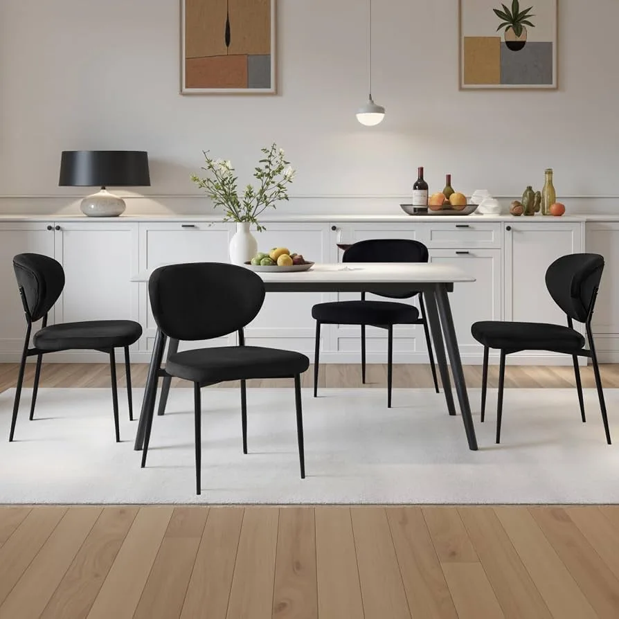 Modern Black Velvet Dining Chair